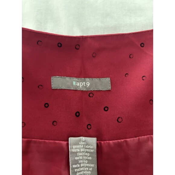 Apt. 9 Skirt Size 16 Red Black Floral Midi Pleated Velvet Whimsigoth Y2K - Picture 5 of 15